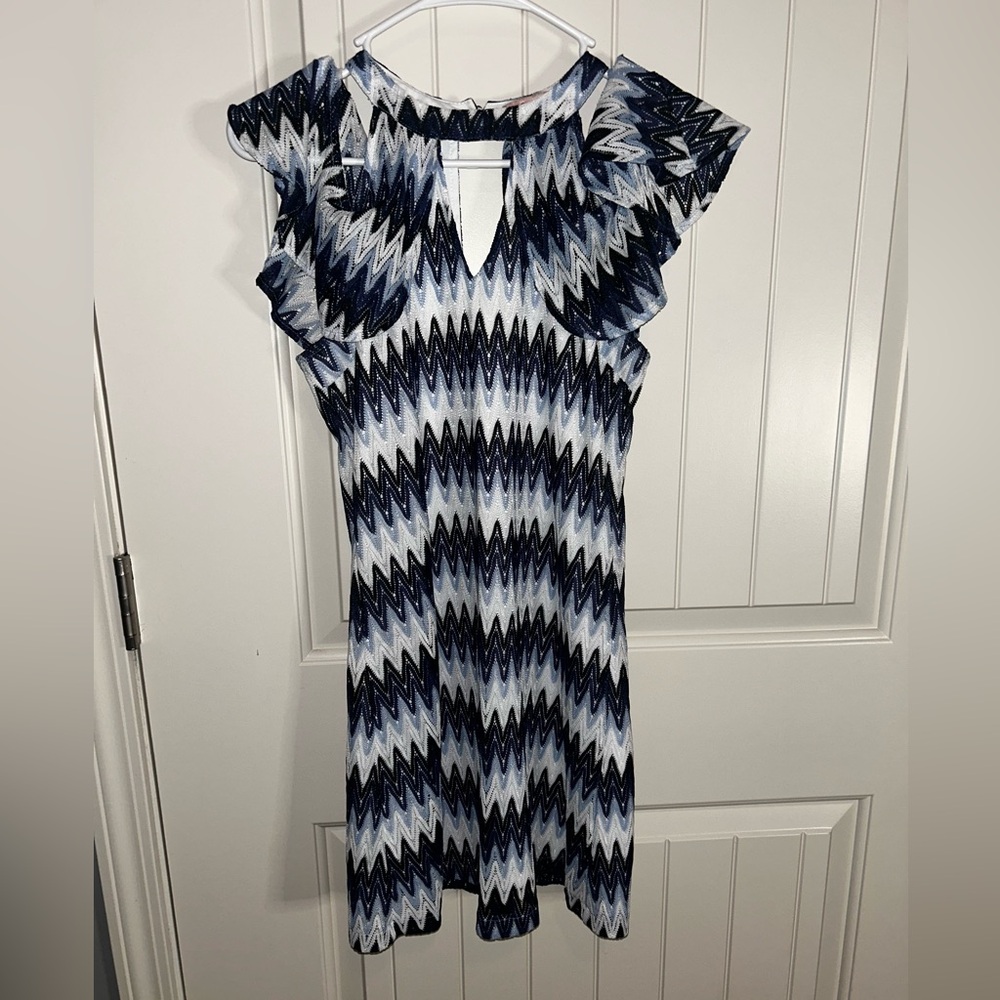 Candie's Blue and White Chevron Mini Dress